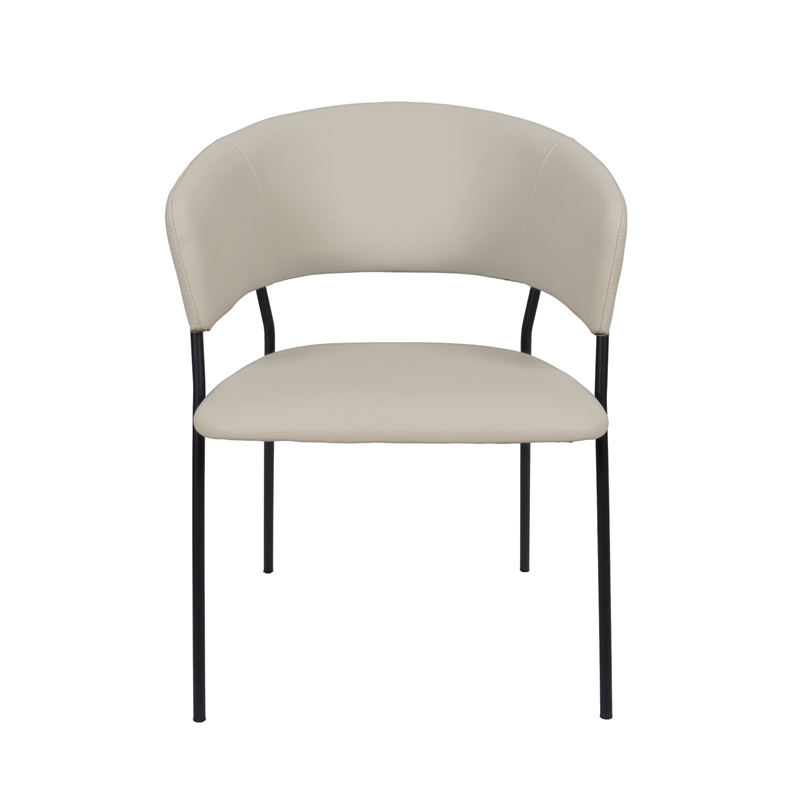 Slate Contemporary Modern Vegan Leather Metal Armchair in Stone Gray - Set of 2