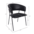 Slate Contemporary Modern Vegan Leather Metal Armchair in Black - Set of 2