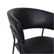 Slate Contemporary Modern Vegan Leather Metal Armchair in Black - Set of 2