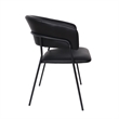 Slate Contemporary Modern Vegan Leather Metal Armchair in Black - Set of 2