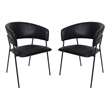 Slate Contemporary Modern Vegan Leather Metal Armchair in Black - Set of 2
