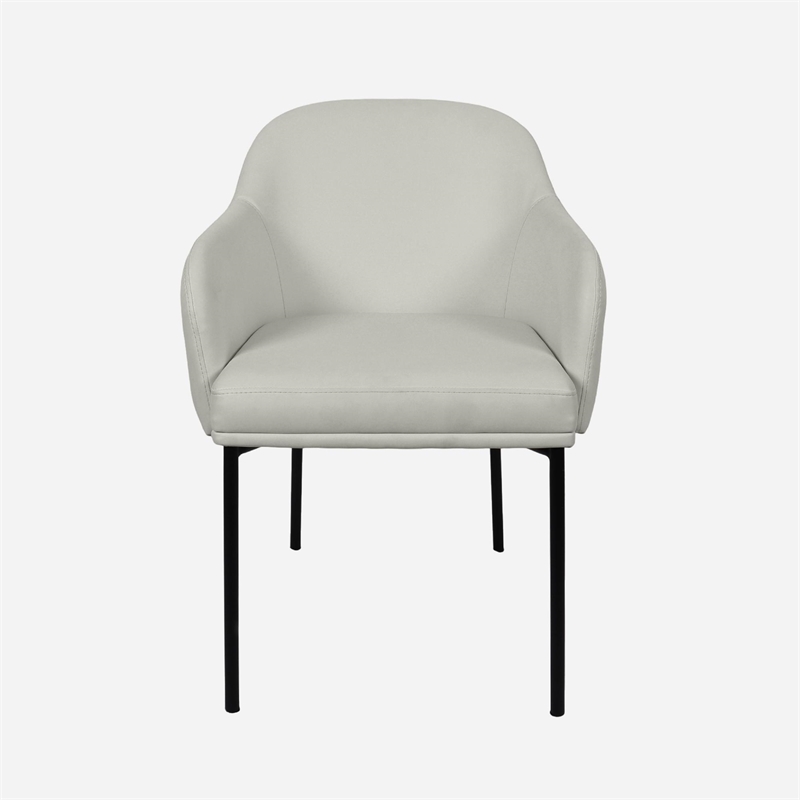 Loft Contemporary Vegan Leather Metal Armchair in Stone Gray - Set of 2