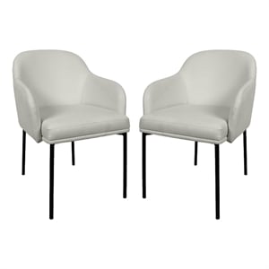 Loft Contemporary Vegan Leather Metal Armchair in Stone Gray - Set of 2