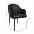Loft Contemporary Vegan Leather Metal Armchair in Black - Set of 2