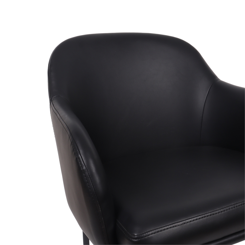 Loft Contemporary Vegan Leather Metal Armchair in Black - Set of 2