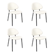 Haven Contemporary Modern Vegan Leather Metal Side Chair in Ivory - Set of 4