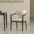 Eloria Mid-Century Modern Chenille Solid Wood Armchair in Cream