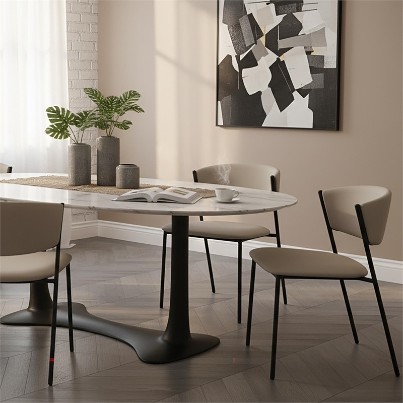 Drift Vegan Leather Metal Side Chair in Stone Gray - Set of 4