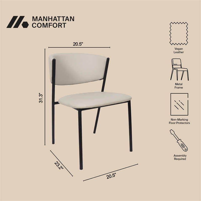 Drift Vegan Leather Metal Side Chair in Stone Gray - Set of 4