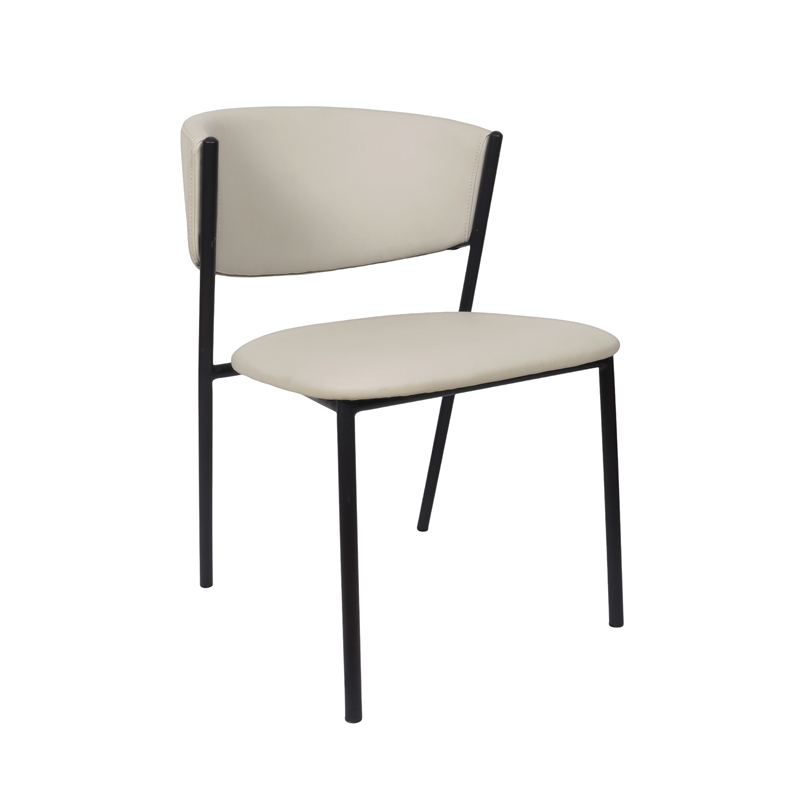 Drift Vegan Leather Metal Side Chair in Stone Gray - Set of 4