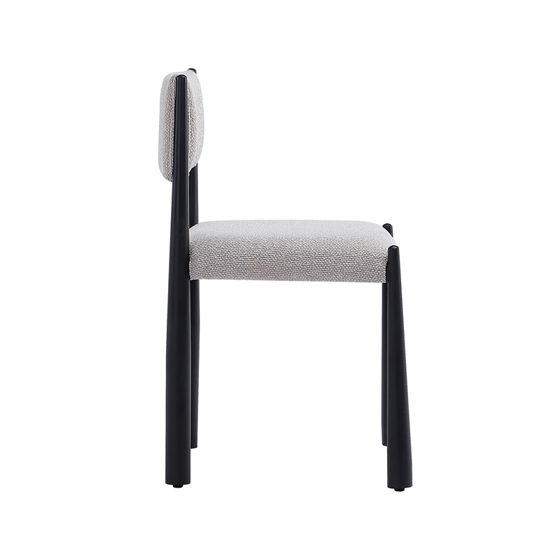 Lennor Mid-Century Modern Boucle Metal Side Chair in Champagne - Set of 2