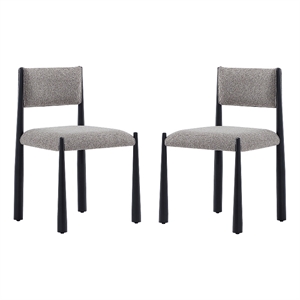 Lennor Mid-Century Modern Boucle Metal Side Chair in Mushroom - Set of 2