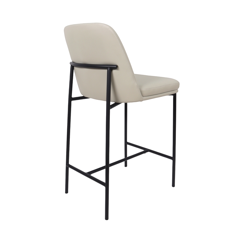 Loft Contemporary Vegan Leather Metal Counter Stool in Stone Gray - Set of 2