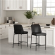 Loft Contemporary Vegan Leather Metal Counter Stool in Black - Set of 2
