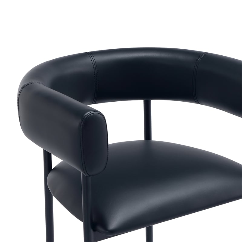 Onda Contemporary Vegan Leather Metal Counter Stool in Black