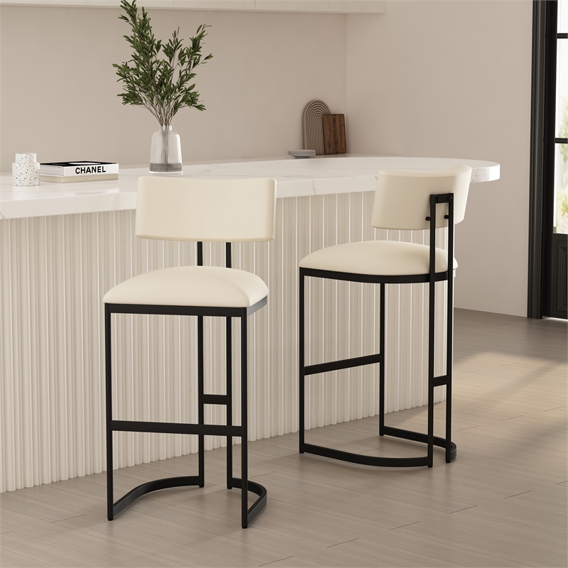 Juno Contemporary Modern Metal Barstool in Ivory