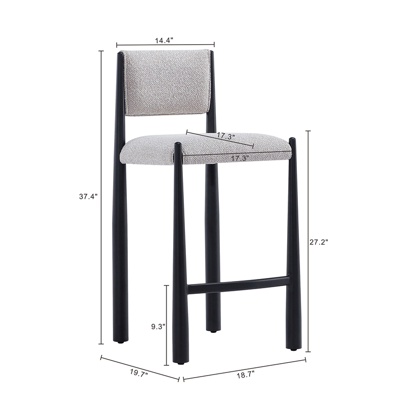 Lennor Mid-Century Modern Boucle Metal Counter Stool in Champagne