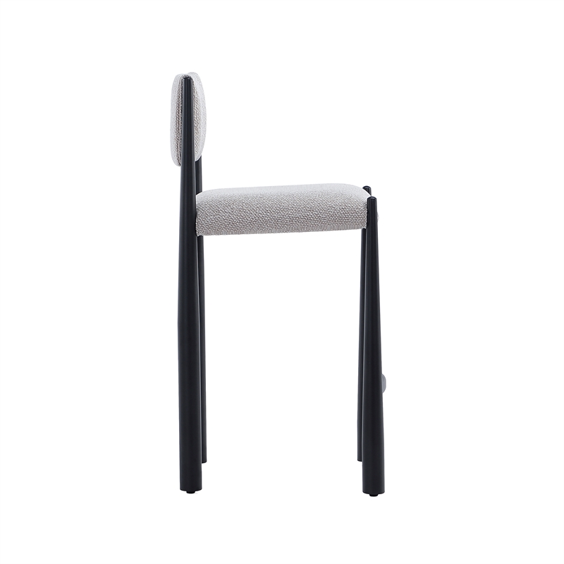 Lennor Mid-Century Modern Boucle Metal Counter Stool in Champagne