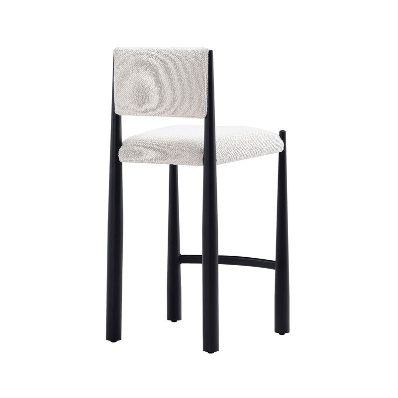 Lennor Mid-Century Modern Boucle Metal Counter Stool in Cream