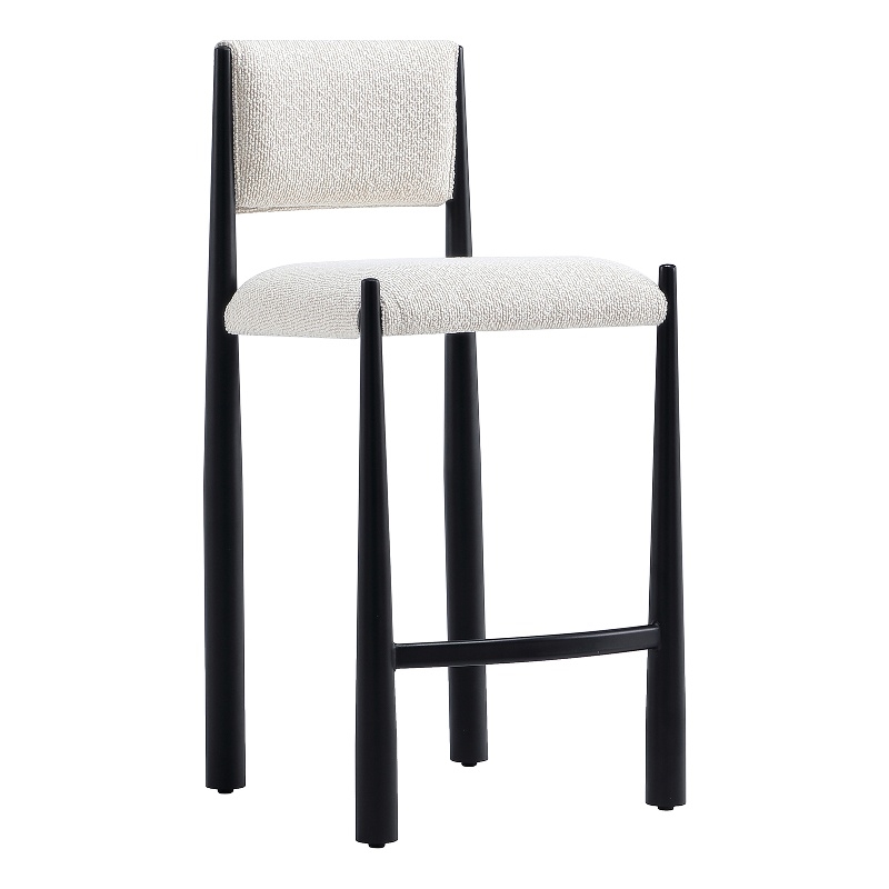Lennor Mid-Century Modern Boucle Metal Counter Stool in Cream