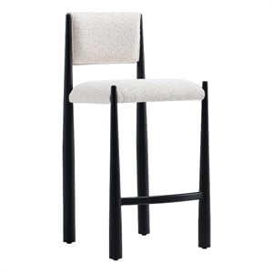 Lennor Mid-Century Modern Boucle Metal Counter Stool in Cream