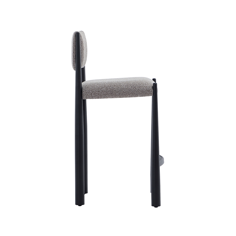 Lennor Mid-Century Modern Boucle Metal Counter Stool in Mushroom