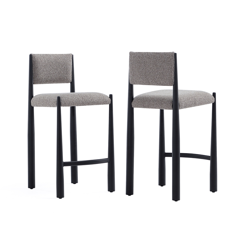 Lennor Mid-Century Modern Boucle Metal Counter Stool in Mushroom