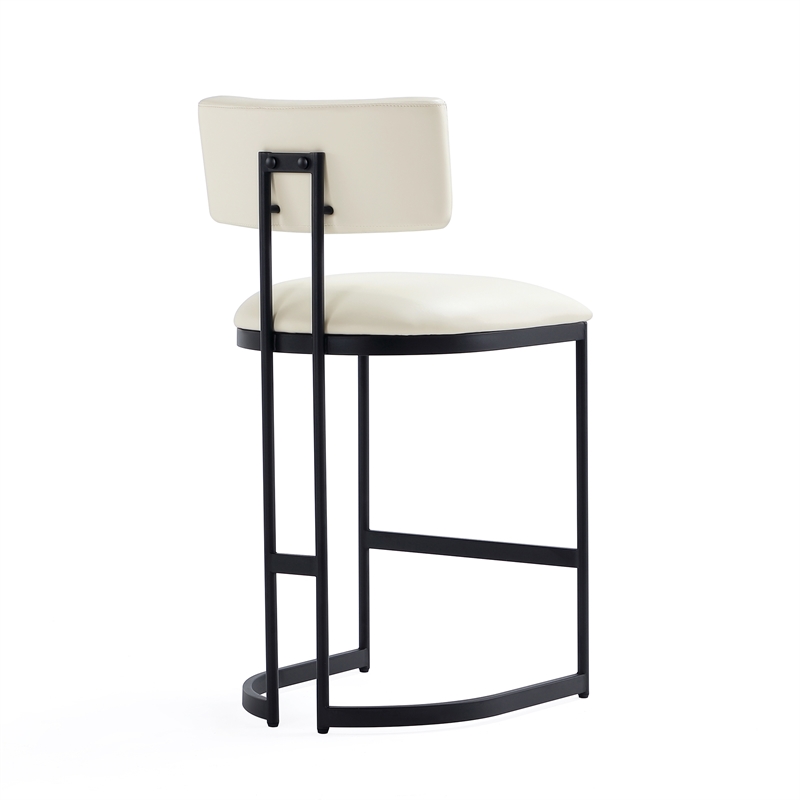 Juno Contemporary Modern Vegan Leather Metal Counter Stool in Ivory