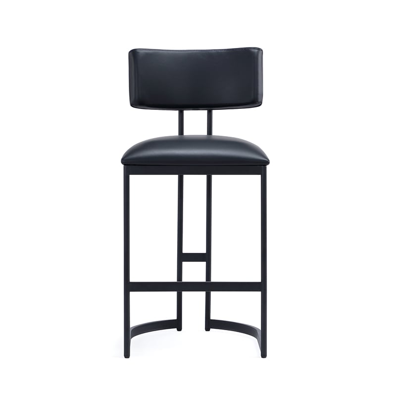 Juno Contemporary Modern Vegan Leather Metal Counter Stool in Black