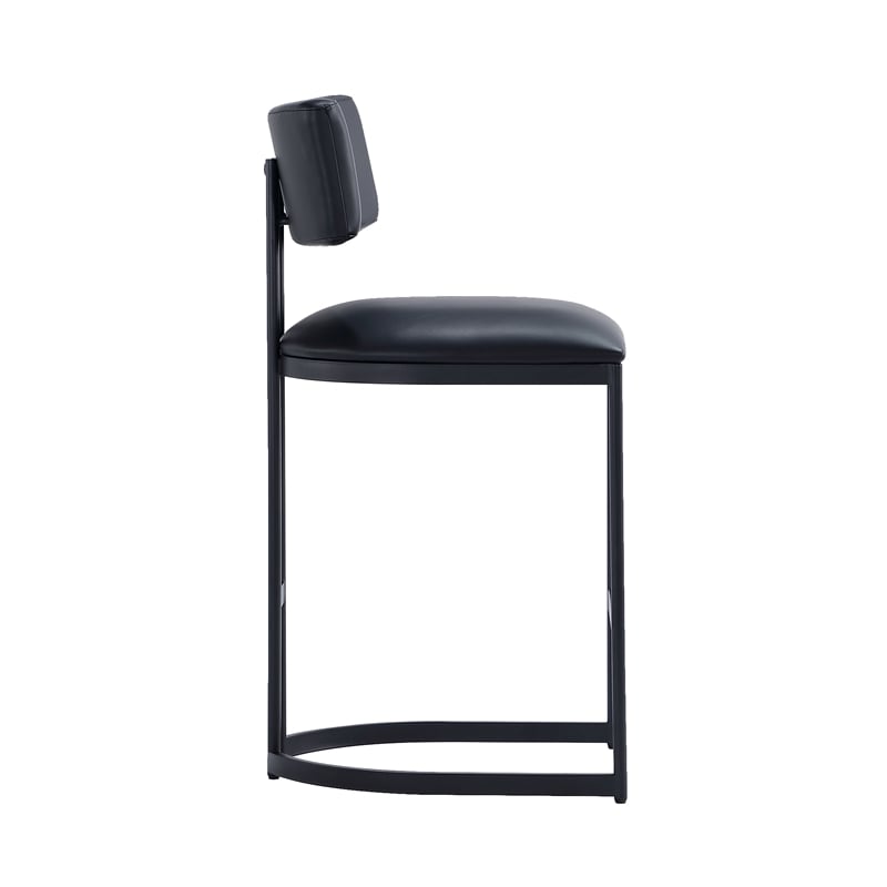 Juno Contemporary Modern Vegan Leather Metal Counter Stool in Black