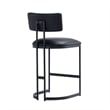Juno Contemporary Modern Vegan Leather Metal Counter Stool in Black
