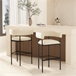 Onda Contemporary Vegan Leather Metal Upholstered Barstool in Ivory