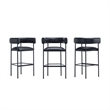 Onda Contemporary Vegan Leather Metal Upholstered Barstool in Black