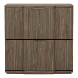 Clive Mid-Century Modern 22&quot Nightstand in Walnut and Gold (2-Drawer)