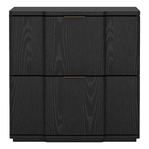 Clive Mid-Century Modern 22&quot Nightstand in Black and Gold (2-Drawer)