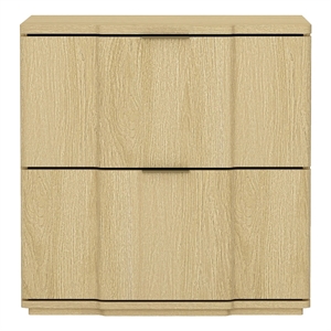 Clive Mid-Century Modern 22&quot Nightstand in Natural and Gold (2-Drawer)