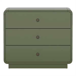 Liora Contemporary 28&quot Nightstand in Green (3-Drawer)