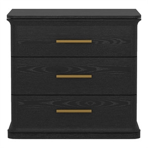 Clifford Traditional Nightstand in Black (3-Drawer)