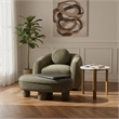Tribeca Mid-Century Modern Chenille Accent Ottoman in Olive Green