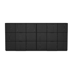 Clive Mid-Century Modern 72&quot Dresser in Black (6-Drawer)