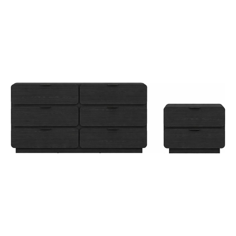 Chrystie Contemporary Modern 2-Piece Dresser and Nightstand in Black