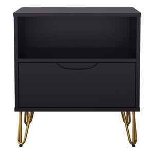 Avira Mid-Century Modern 20&quot Nightstand in Black (1-Drawer)