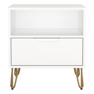 Avira Mid-Century Modern 20&quot Nightstand in White (1-Drawer)