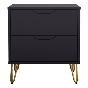 Avira Mid-Century Modern 20&quot Nightstand in Black (2-Drawer)