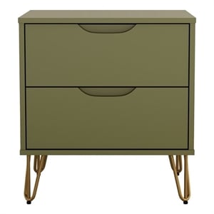 Avira Mid-Century Modern 20&quot Nightstand in Olive Green (2-Drawer)