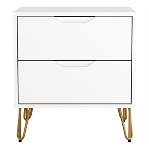 Avira Mid-Century Modern 20&quot Nightstand in White (2-Drawer)