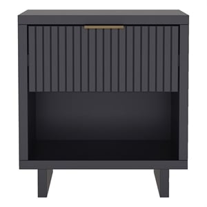 Elara Contemporary 18&quot Solid Wood Nightstand in Charcoal Gray (1-Drawer)