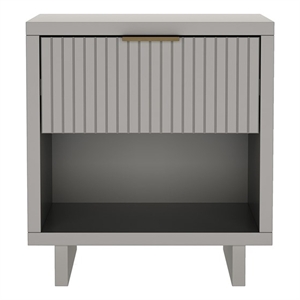 Elara Contemporary 18&quot Solid Wood Nightstand in Light Gray (1-Drawer)