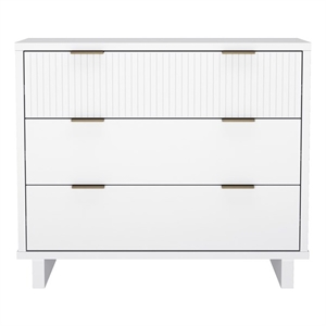 Elara Contemporary 38&quot Solid Wood Dresser in White (3-Drawer)