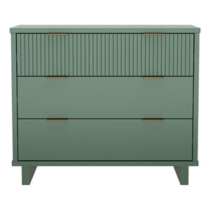 Elara Contemporary 38&quot Solid Wood Dresser in Sage Green (3-Drawer)
